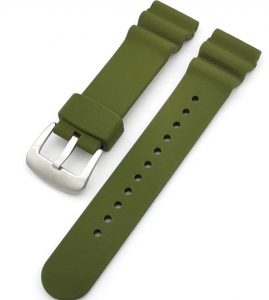 Cinturino per orologio da sub in silicone, compatibile con Seiko colore VERDE MILITARE mm.22